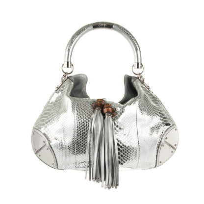Gucci Python Large Indy Top Handle Hobo Silver 1 of 8