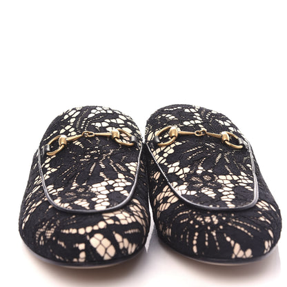 Gucci Lace Malaga Kid Womens Princetown Slippers 40 Black Skin Rose 5 of 11