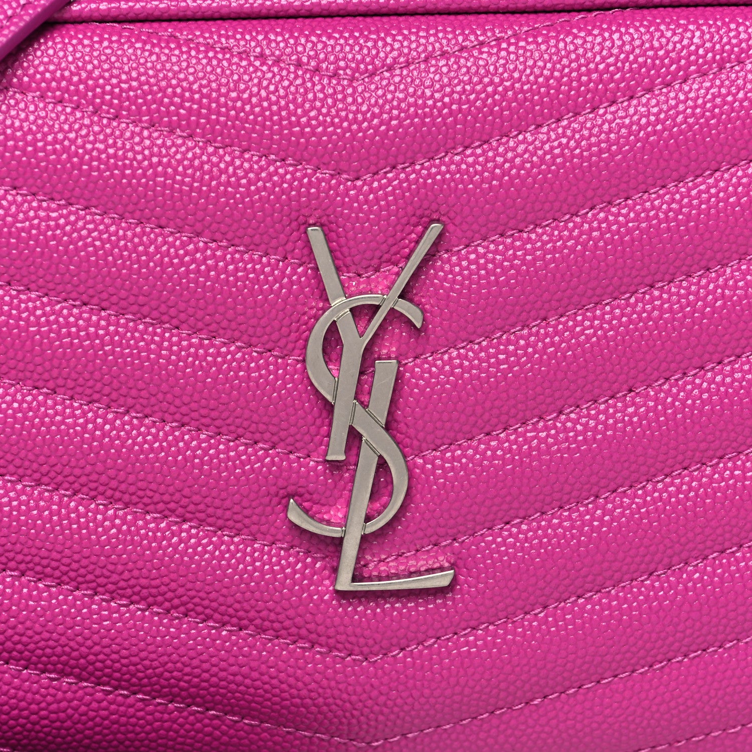 Saint Laurent Grain De Poudre Matelasse Monogram Mini Lou Camera Bag Bright Pink 8 of 10