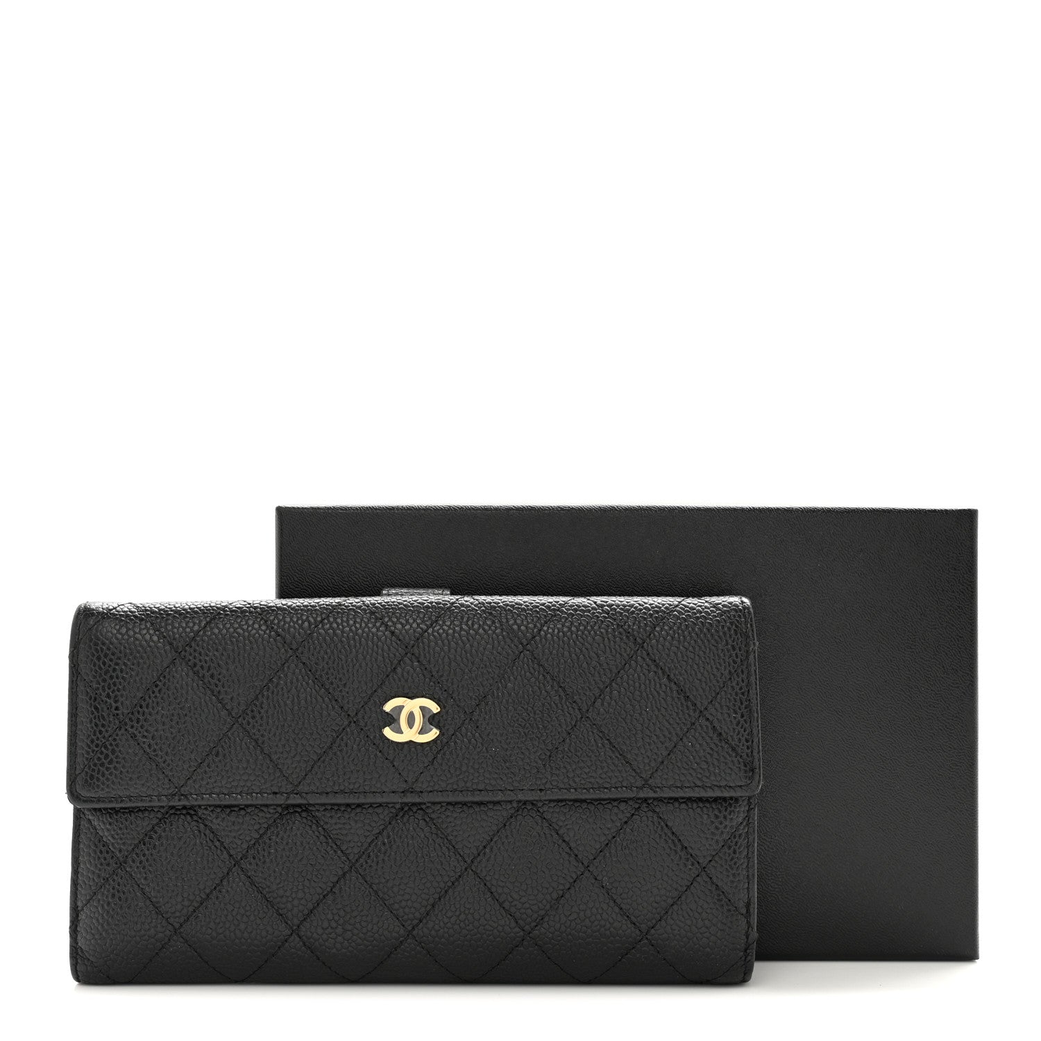 Chanel Caviar Quilted Large Gusset Flap Wallet Black 14 of 14