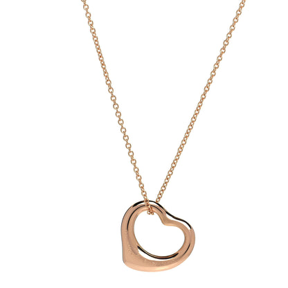 Tiffany 18K Rose Gold 16mm Elsa Peretti Open Heart Pendant Necklace 4 of 6