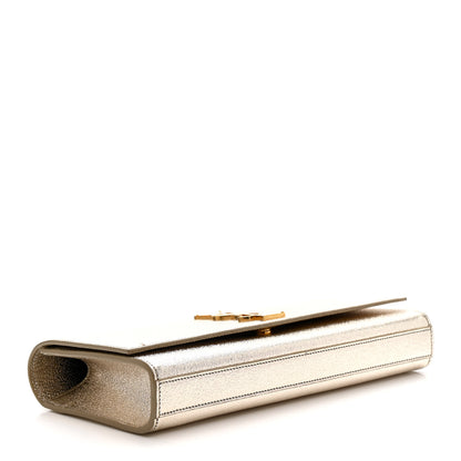 Saint Laurent Metallic Textured Calfskin Classic Monogram Cassandre Clutch Pale Gold 4 of 12