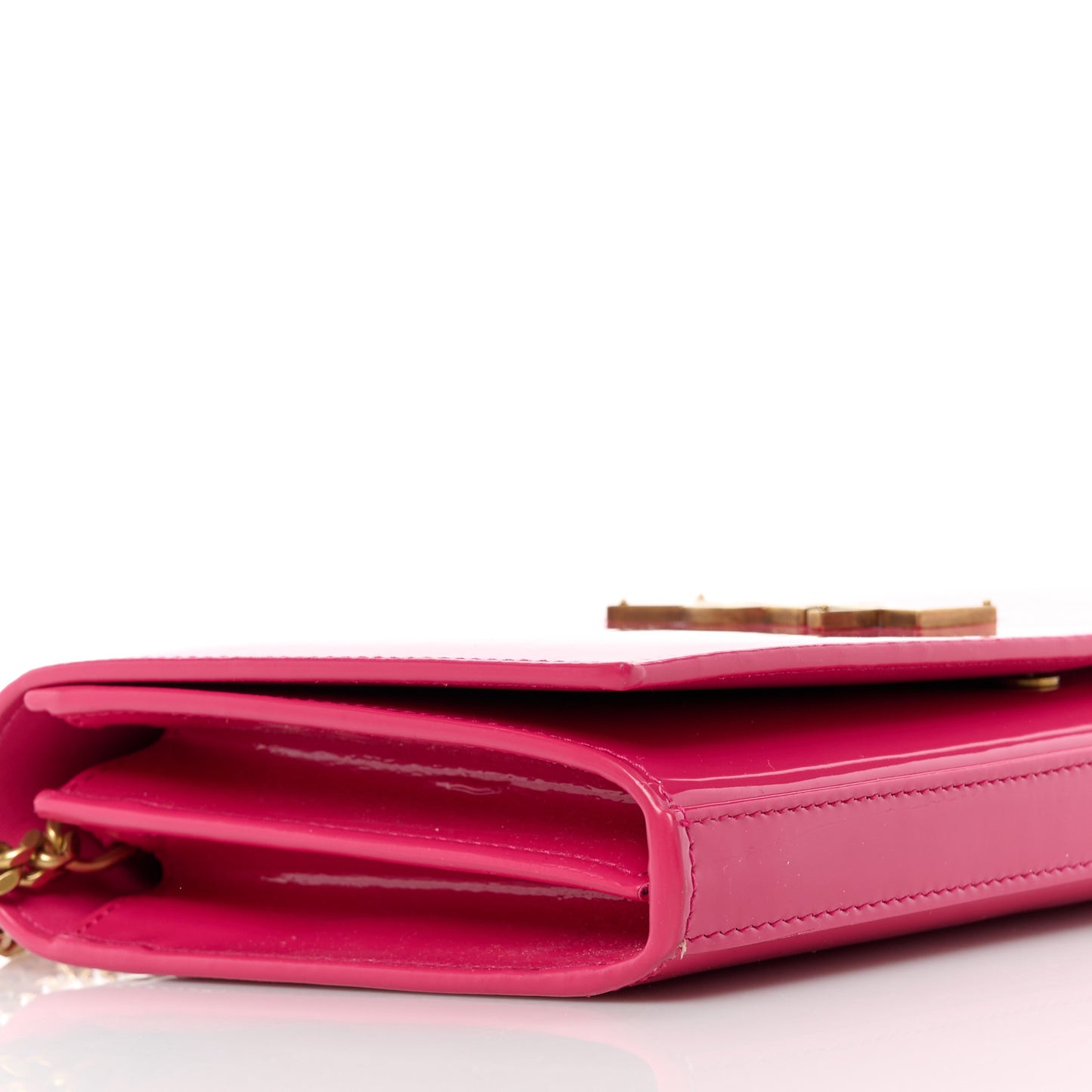 Patent Calfskin Monogram Kate Wallet On Chain Fresh Fuxia