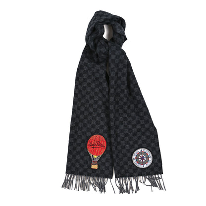 Louis Vuitton Wool Alpaca Damier Graphite Map Scarf Black 1 of 3