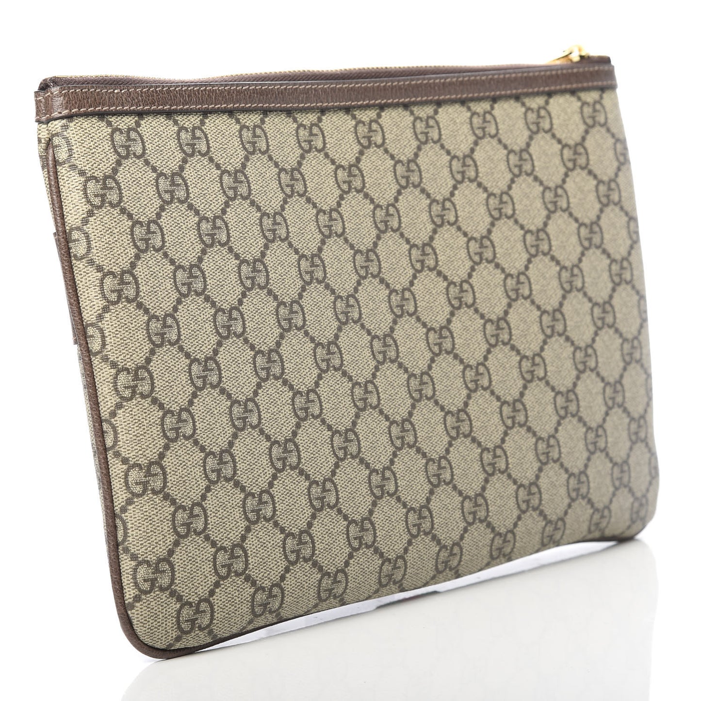 GG Supreme Monogram Large Ophidia Pouch Clutch Brown