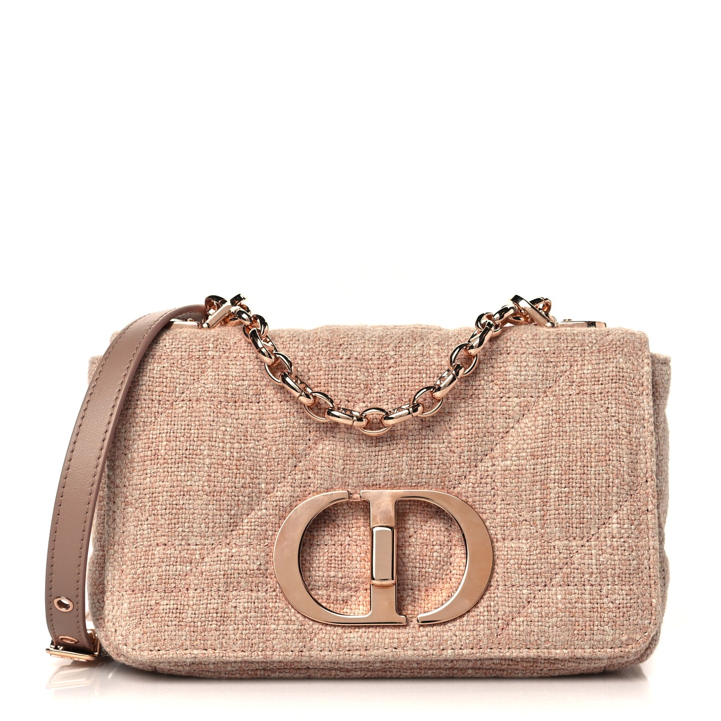 Linen Macrocannage Small Caro Bag Rose
