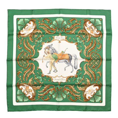 Hermes Silk Cheval Turc Scarf 90 Vert Emeraude 1 of 6