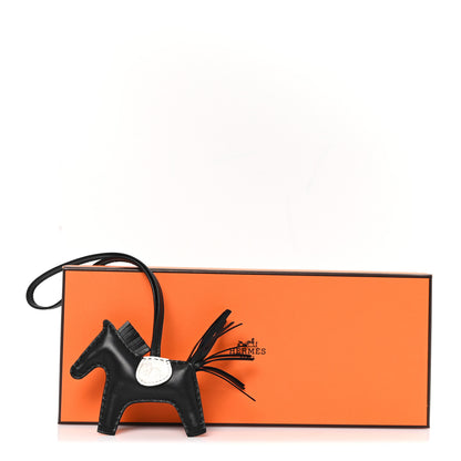 Hermes Milo Lambskin Matte Niloticus Crocodile Himalaya Touch Grigri Rodeo Horse Bag Charm PM Black White 4 of 4