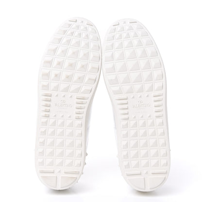 Valentino Garavani Calfskin Rockstud Open Sneakers 40 White Pewter 5 of 9