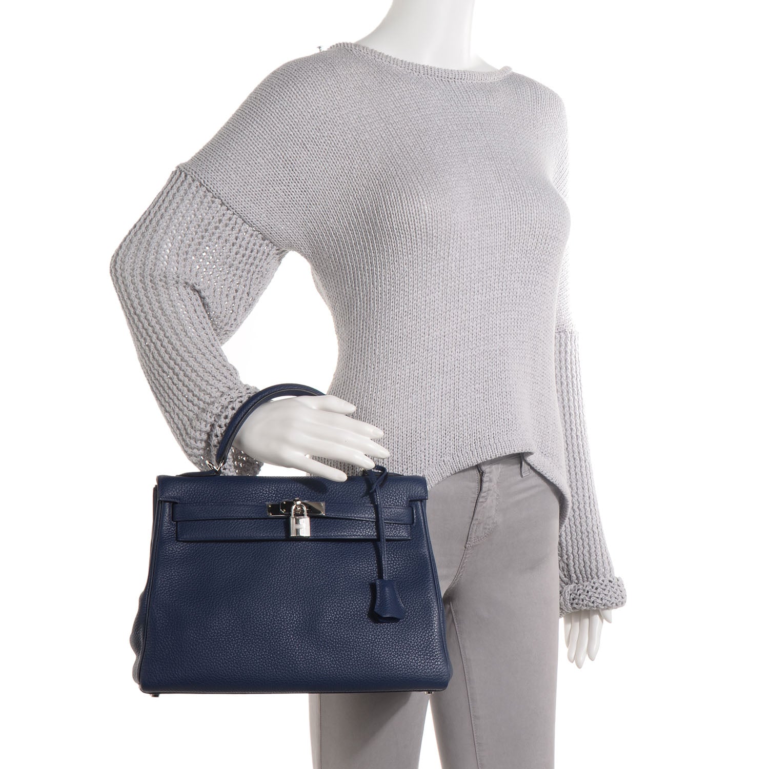 Hermes Taurillon Clemence Kelly Retourne 32 Bleu Saphir 2 of 10