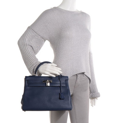 Hermes Taurillon Clemence Kelly Retourne 32 Bleu Saphir 2 of 10