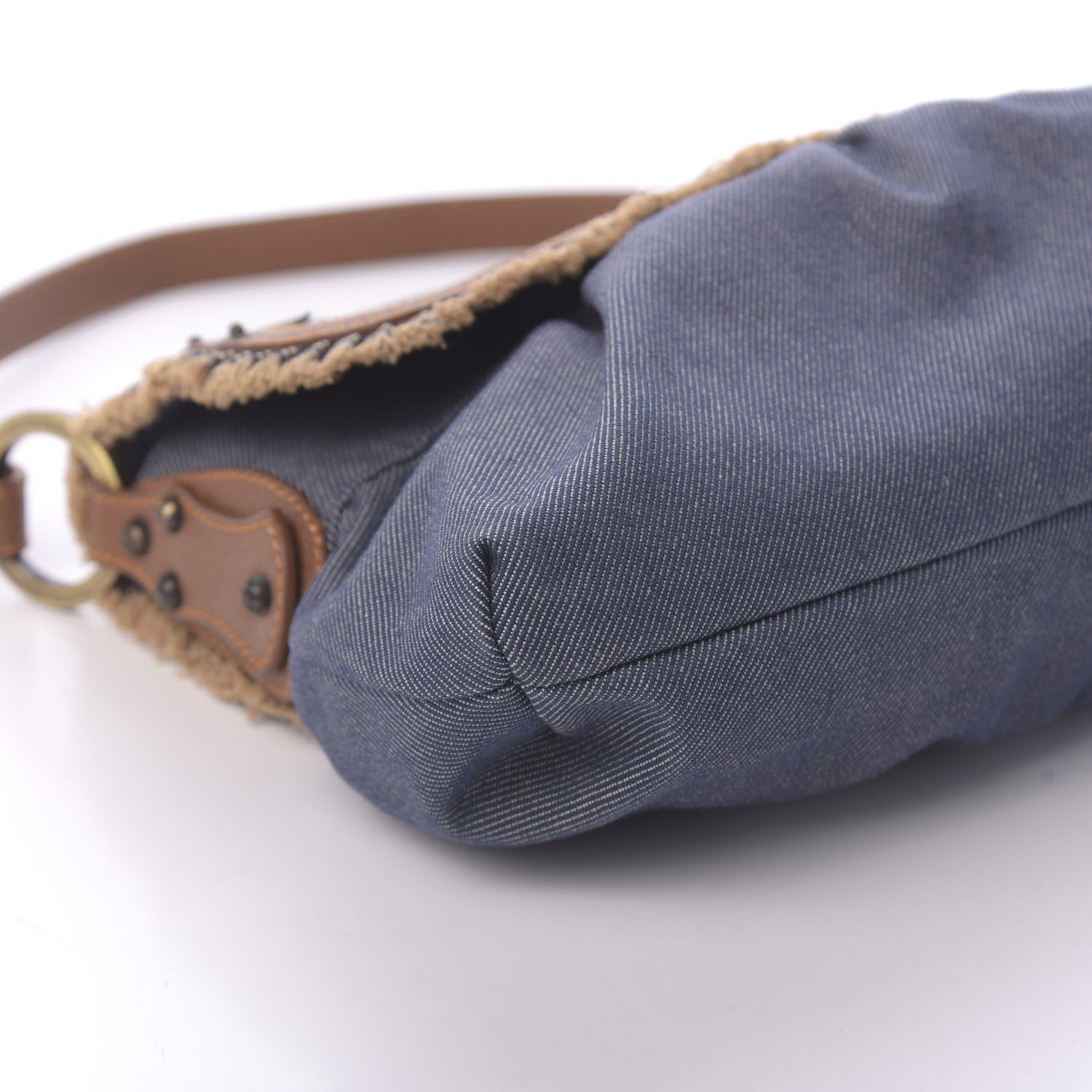 Fendi Denim Small Chef Shoulder Bag Blue 6 of 9