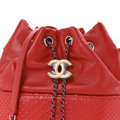 Chanel Snakeskin Calfskin Gabrielle Bucket Red 8 of 10