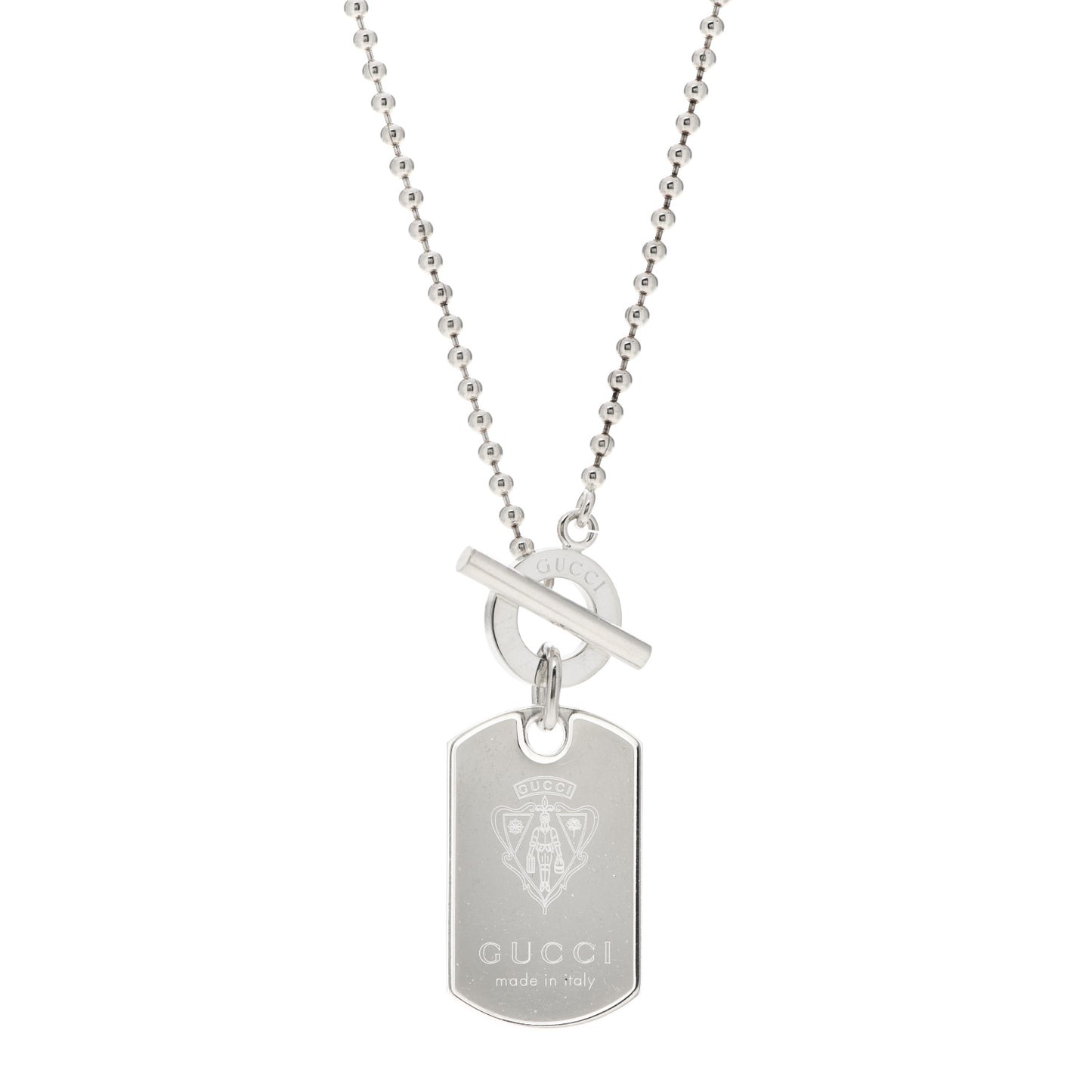 Sterling Silver Crest Dog Tag Toggle Necklace