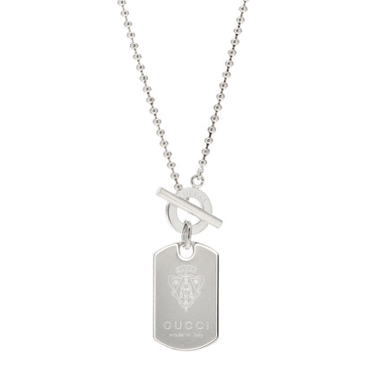 Gucci Sterling Silver Crest Dog Tag Toggle Necklace 1 of 5
