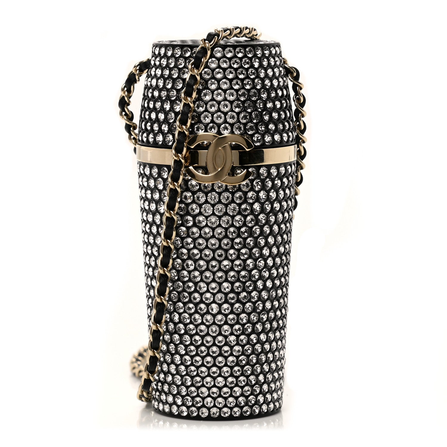 Chanel Metal Resin Lambskin Crystal Lipstick Case Long Necklace On Chain Silver Black Gold 1 of 10