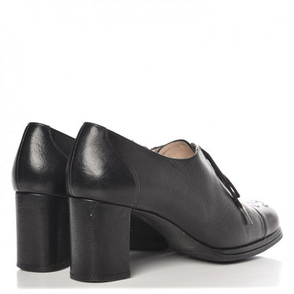 Chanel Calfskin CC Cap Toe Lace Up Oxfords 37 Black 4 of 13
