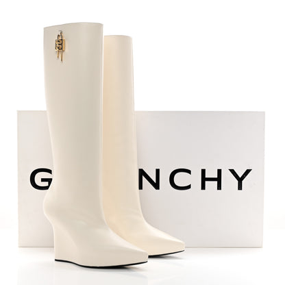 Givenchy Calfskin G Lock 80 Wedge Knee High Boots 38.5 Ivory 11 of 11