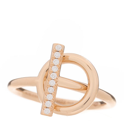 Hermes 18K Rose Gold Diamond PM Echappee Ring 54 6.75 1 of 6
