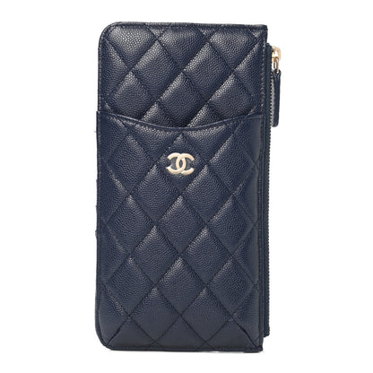 Chanel Caviar Quilted Classic iPhone Pouch Navy 1 of 8