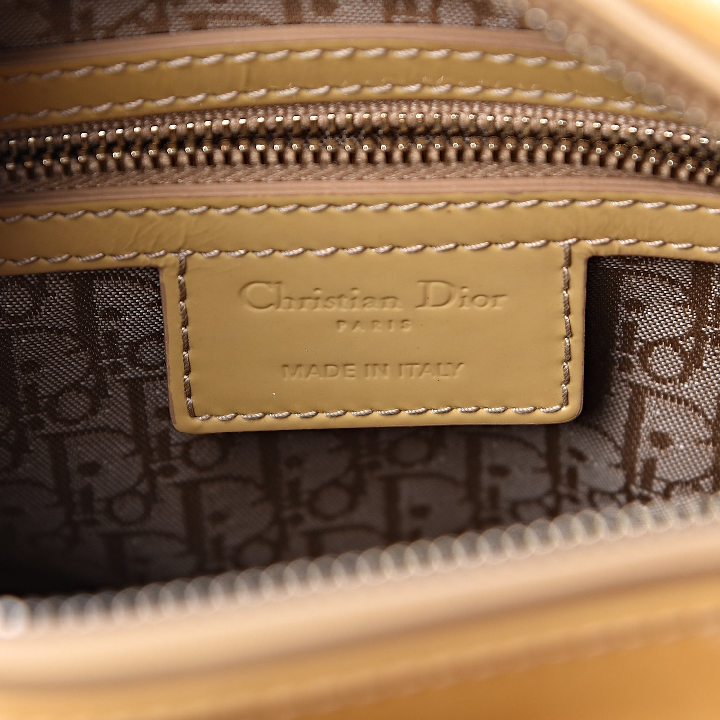 Metallic Patent Cannage Medium Lady Dior Yellow