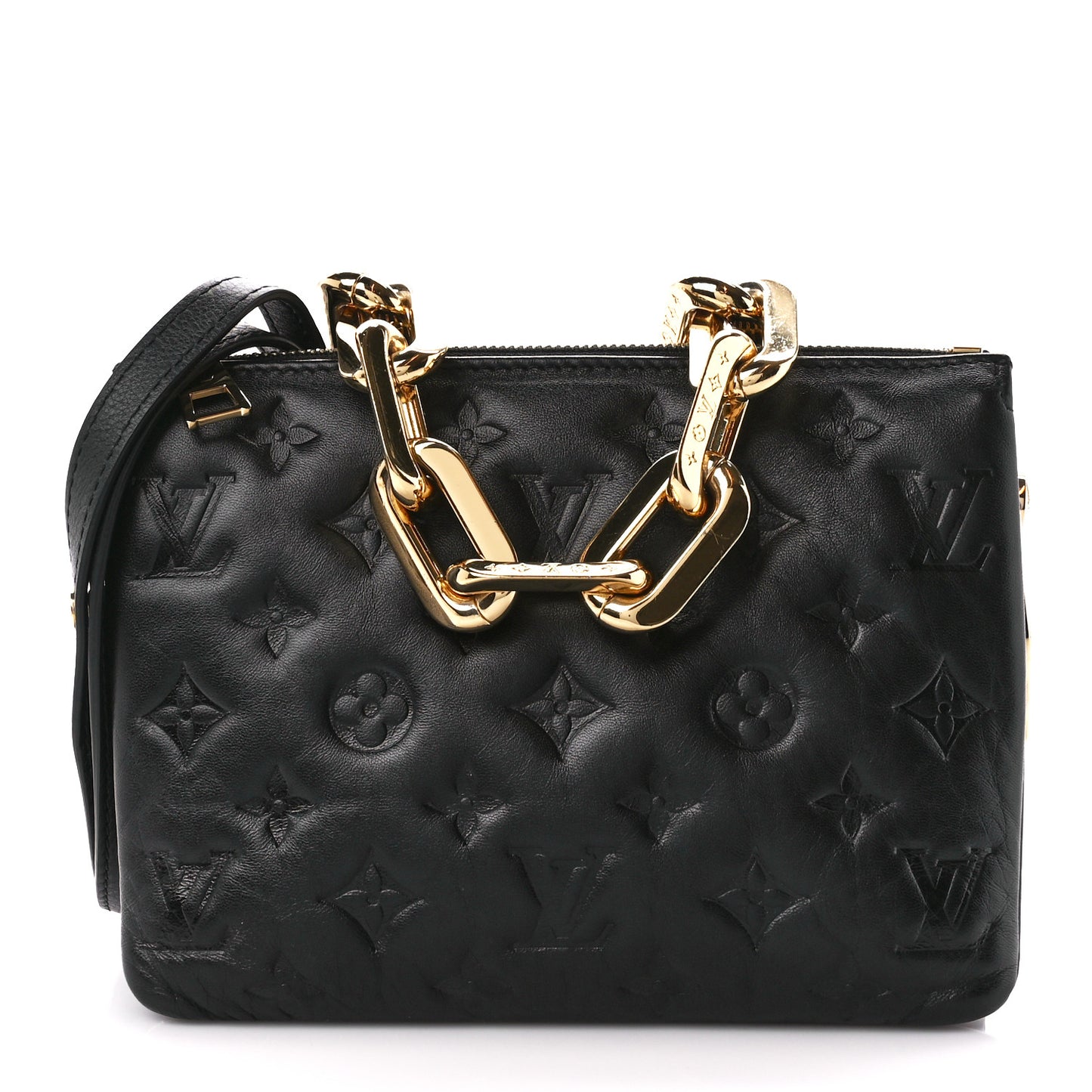 Lambskin Embossed Monogram Coussin BB Black