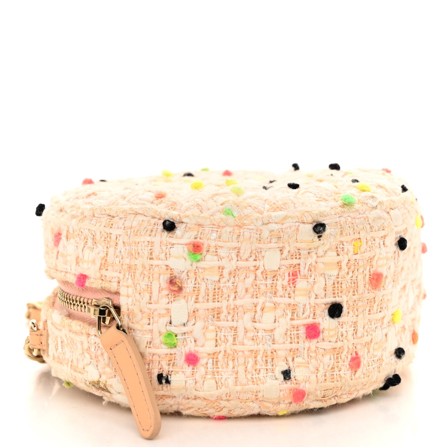 Candy Cotton Tweed Beach Ball Quilted Round Clutch With Chain Multicolor