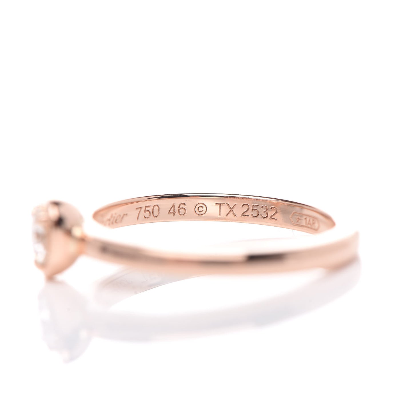 18K Pink Gold Diamond D'Amour Heart Ring 46 3.75