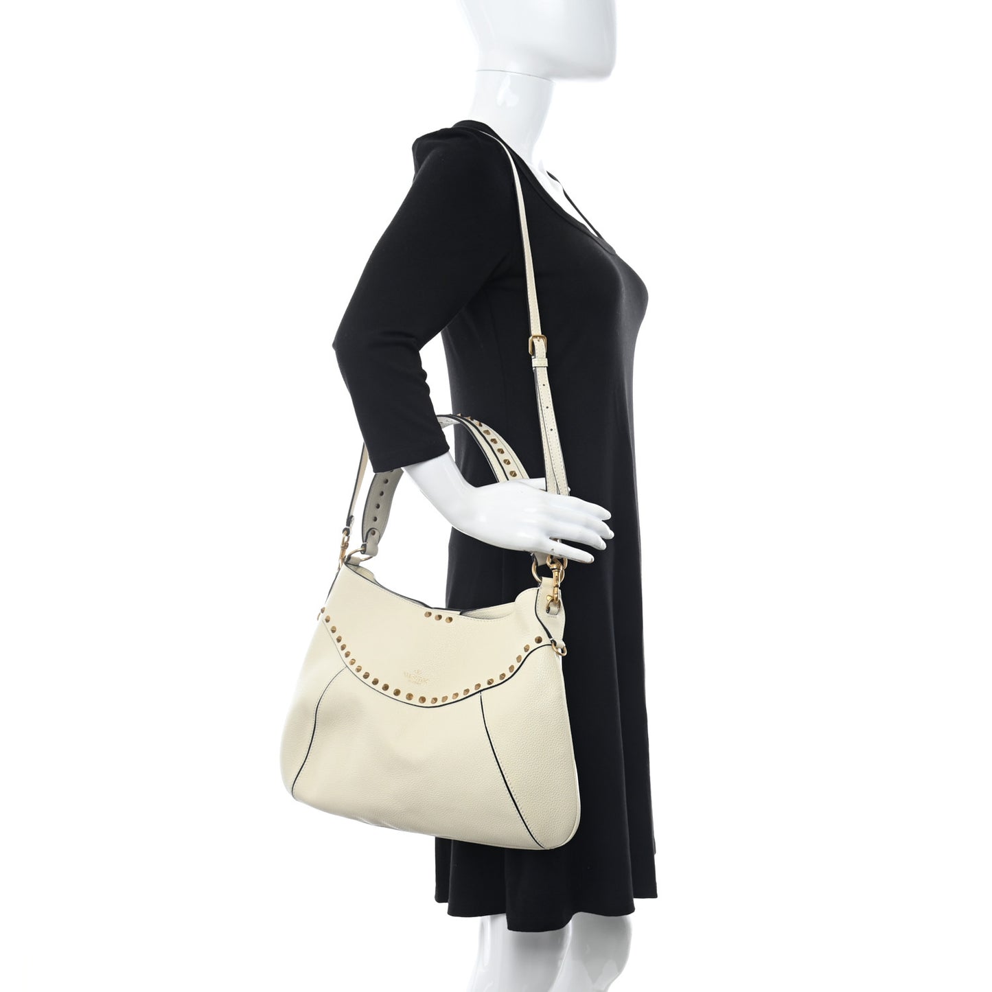 Grained Calfskin Medium Twinkle Studs Hobo White
