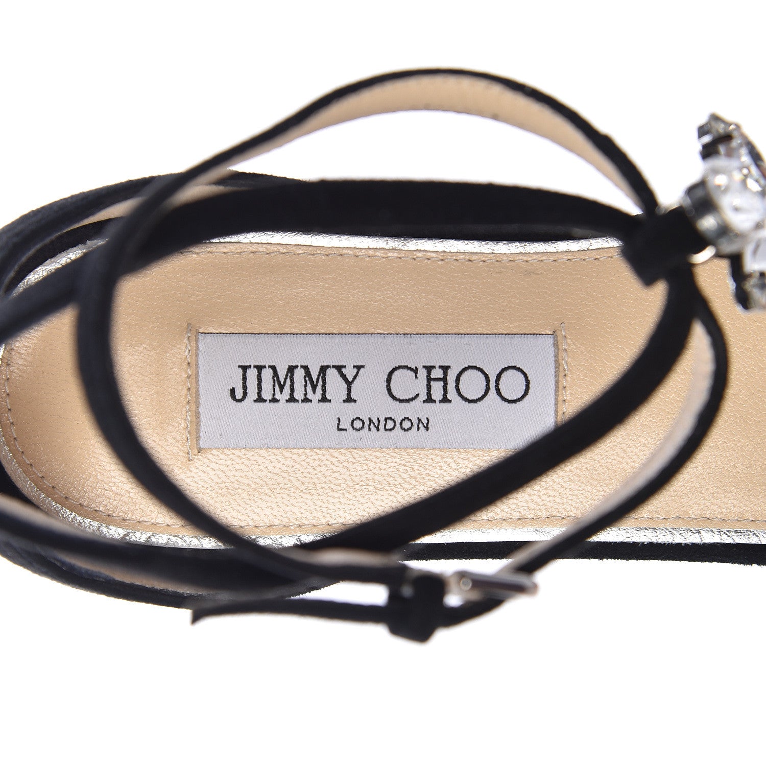 Jimmy Choo Suede Crystal Sandal 39 Black 6 of 9