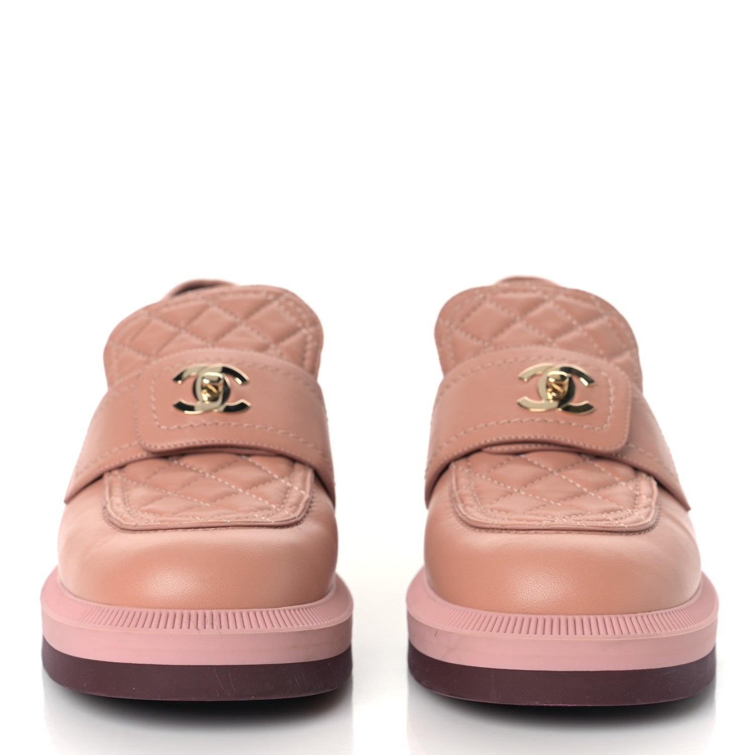 Chanel Lambskin Quilted CC Turnlock Loafers 39 Dark Pink 2 of 10