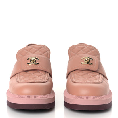 Chanel Lambskin Quilted CC Turnlock Loafers 39 Dark Pink 2 of 10