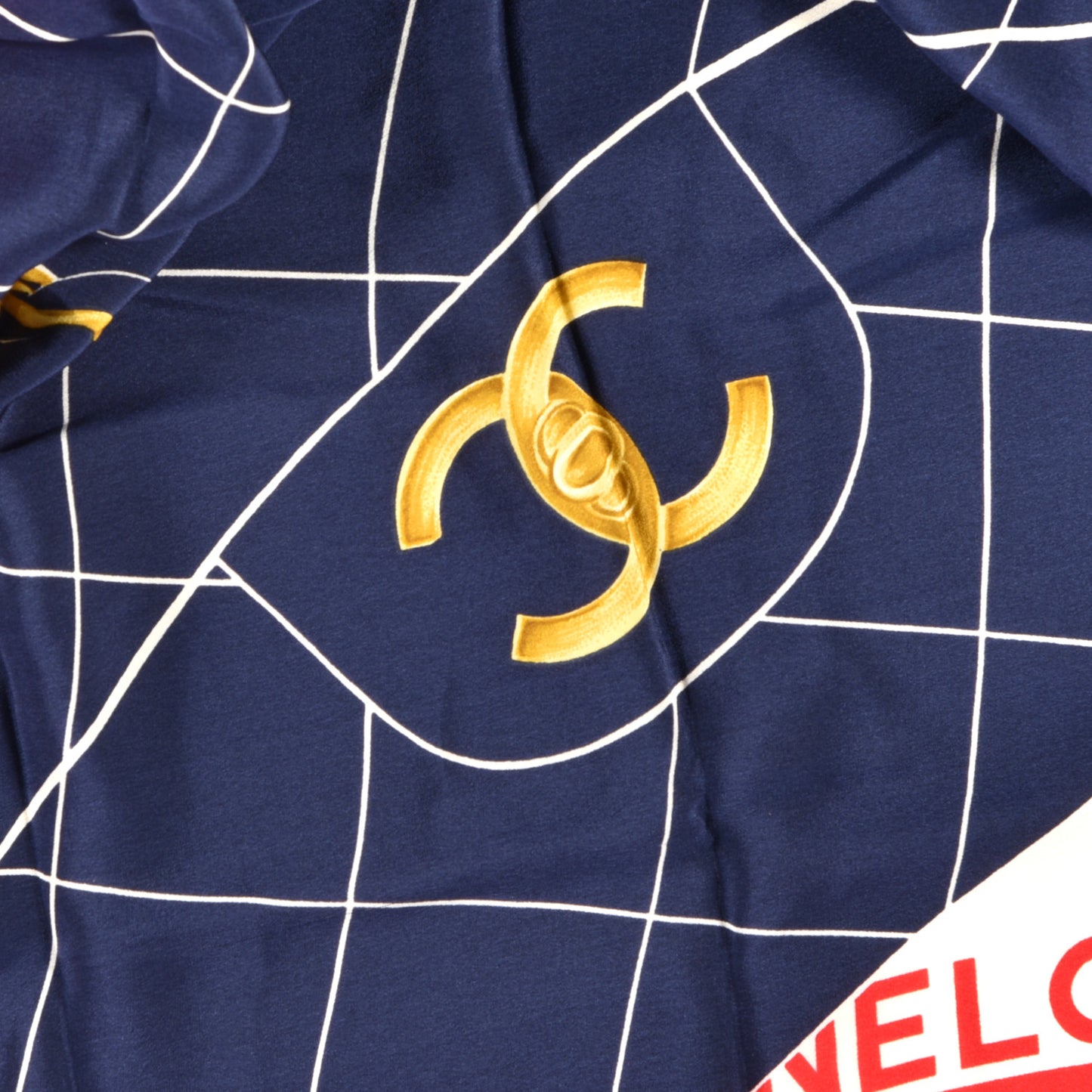 Silk CC Square Scarf Red White Blue