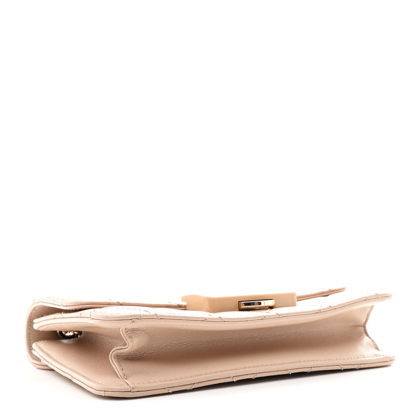 Sheepskin Quilted Mini Beauty Lock Flap Beige