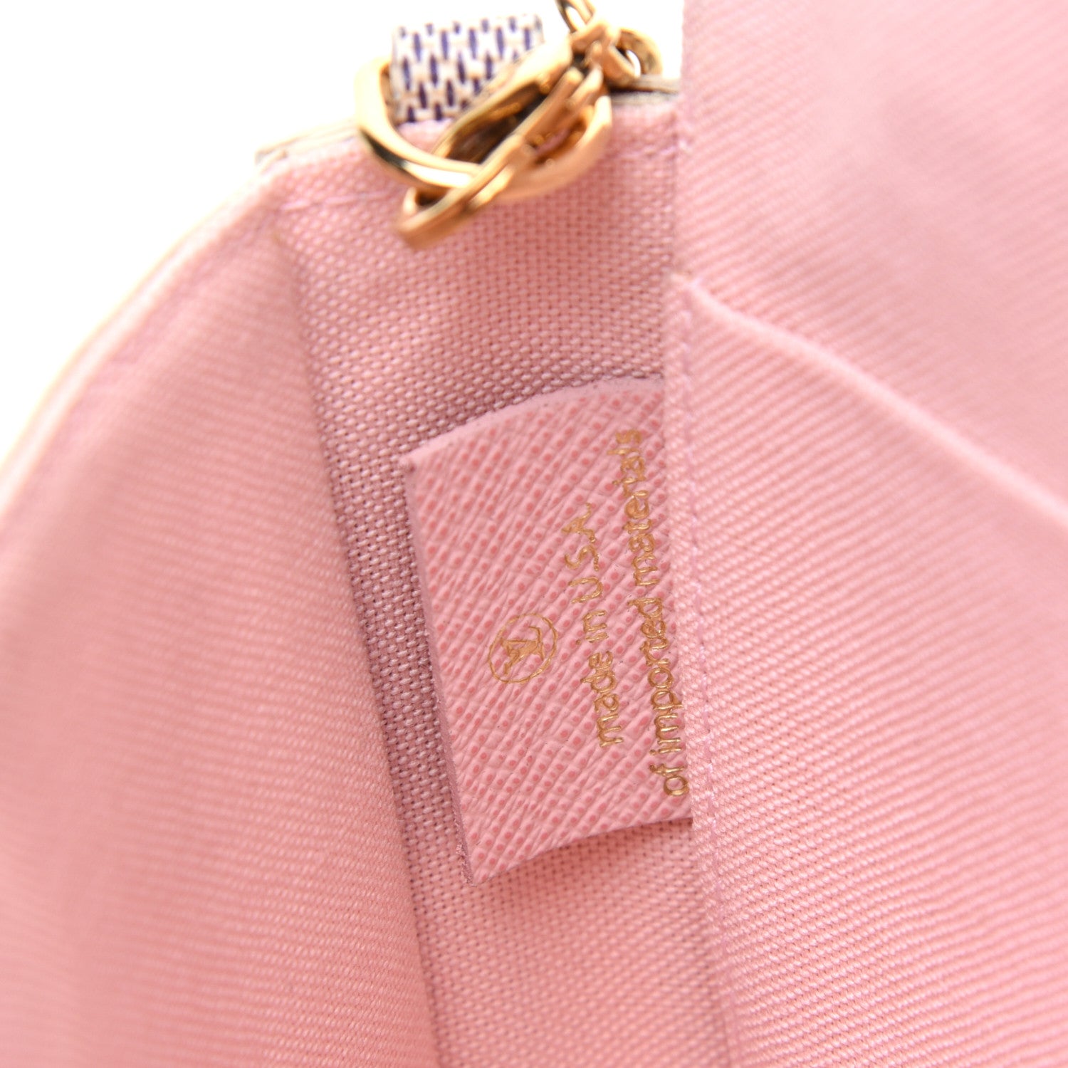 Louis Vuitton Damier Azur Pochette Felicie Chain Wallet Rose Ballerine 9 of 19