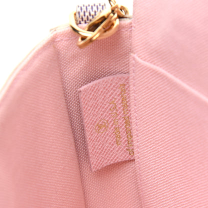 Louis Vuitton Damier Azur Pochette Felicie Chain Wallet Rose Ballerine 9 of 19
