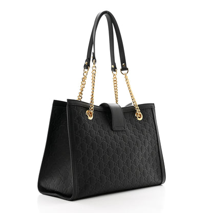Gucci Guccissima Medium Padlock Tote Black 3 of 10