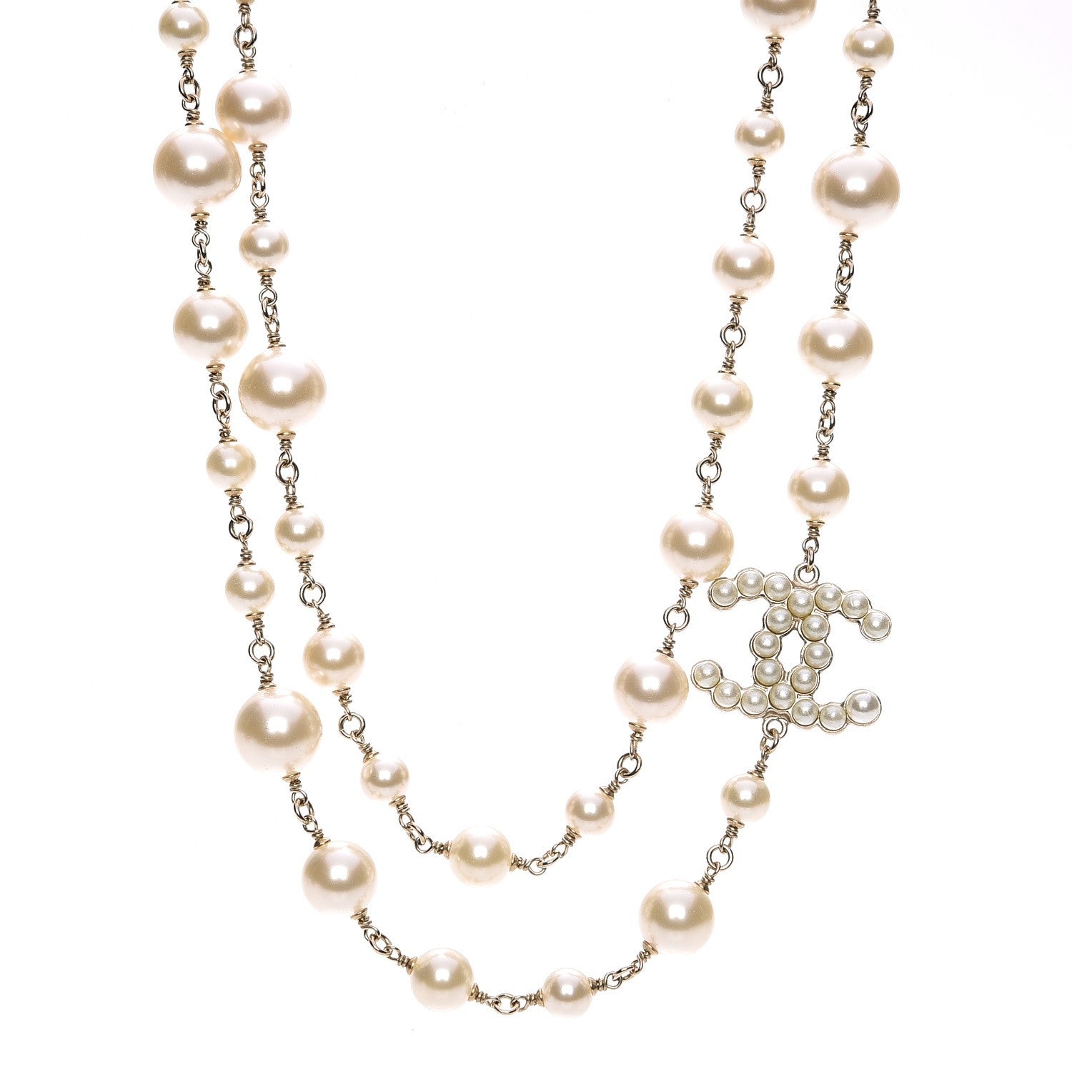 Chanel Pearl CC Long Necklace Gold 1 of 5