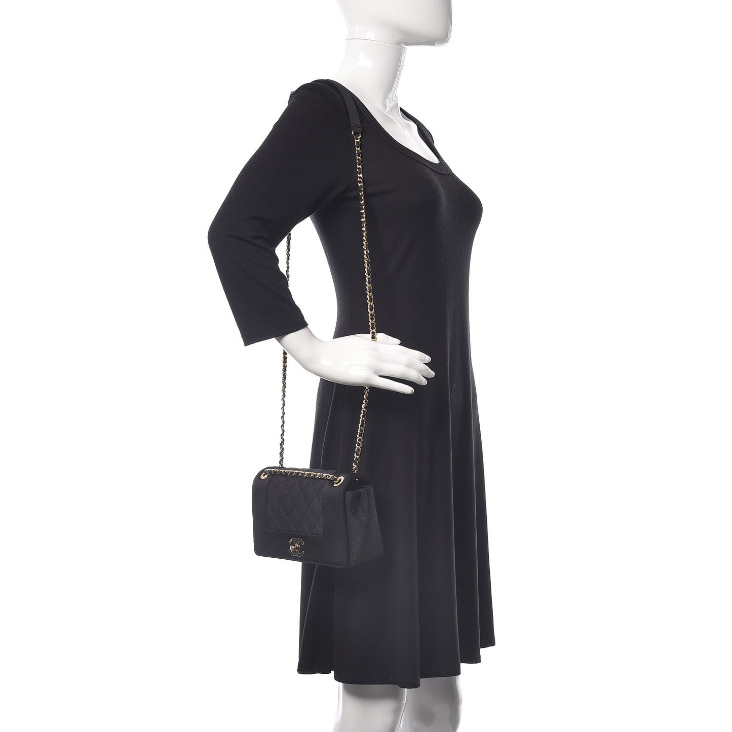 Grosgrain Satin Quilted Small Vintage Mademoiselle Flap Black