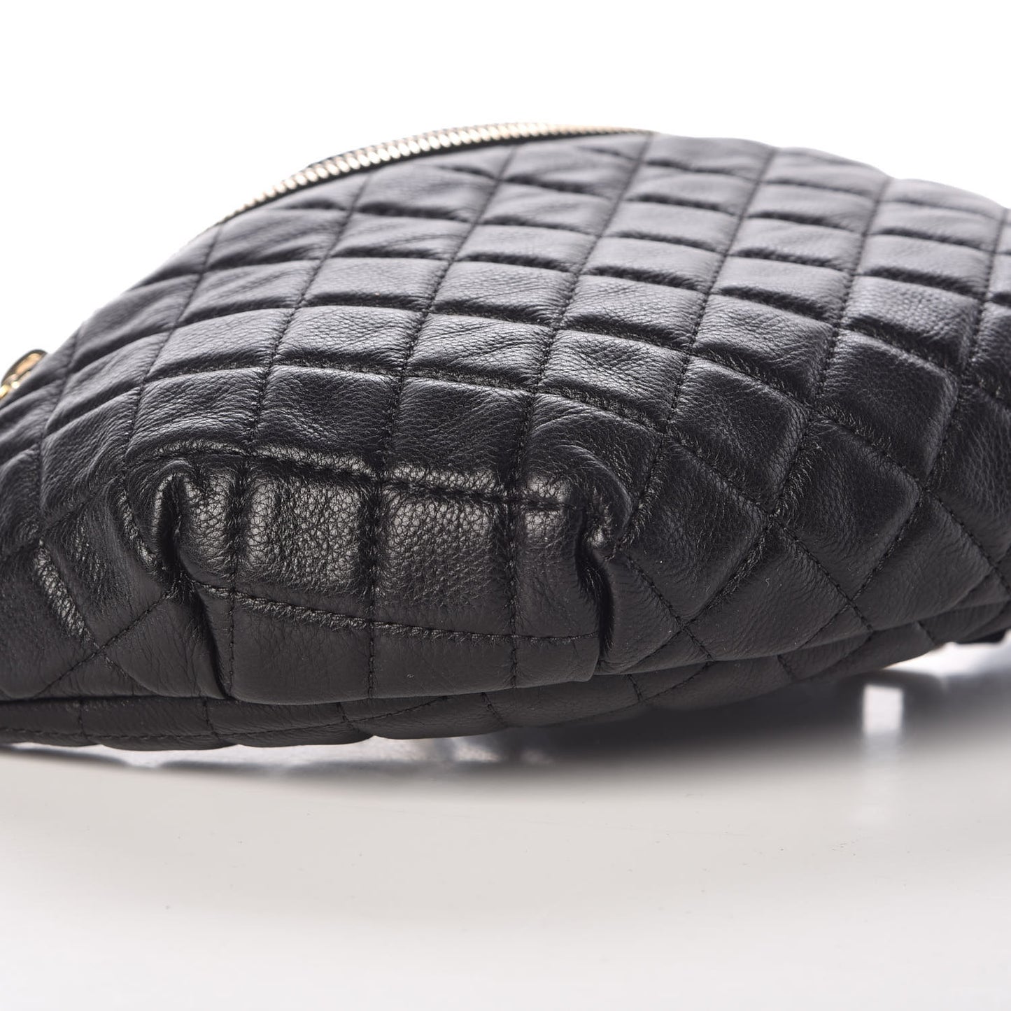 Calfskin Quilted Banane Waist Bag Fanny Pack Black