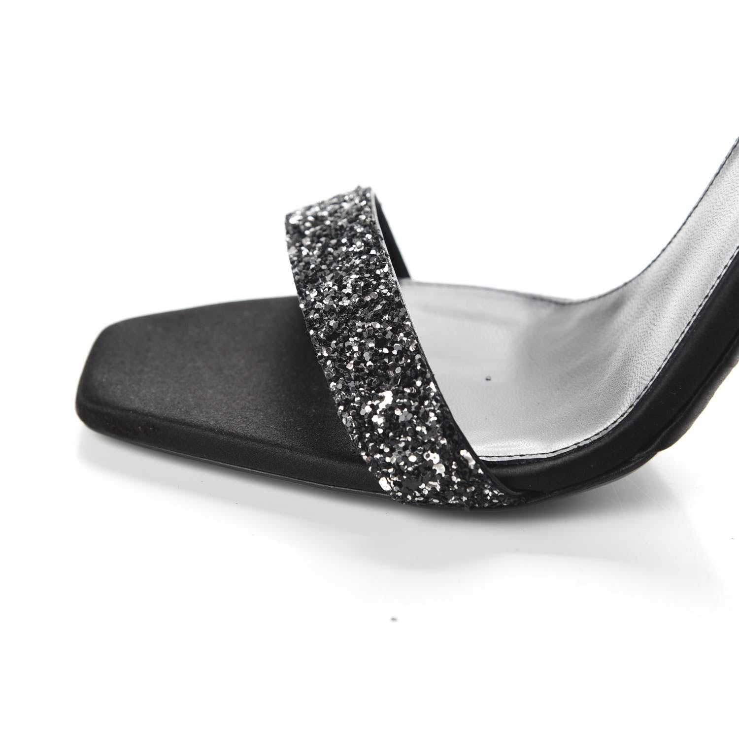 Saint Laurent Glitter Amber 105 Ankle Strap Sandals 39 Black 12 of 14