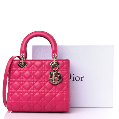 Christian Dior Lambskin Cannage Medium Lady Dior Fuchsia 14 of 14
