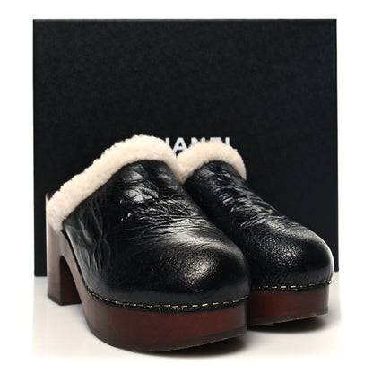 Chanel Crackled Sheepskin CC Mules 39 Black 9 of 9