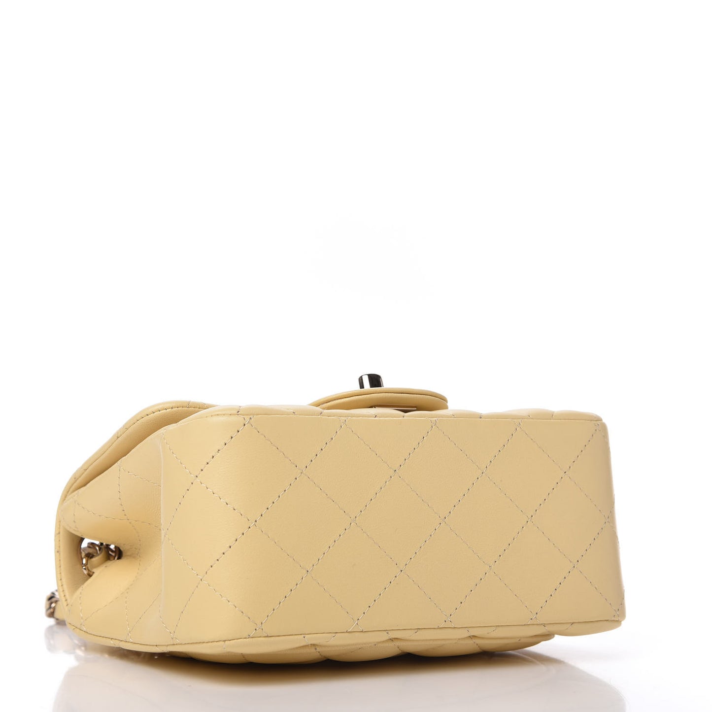 Lambskin Quilted Mini Square Flap Light Yellow