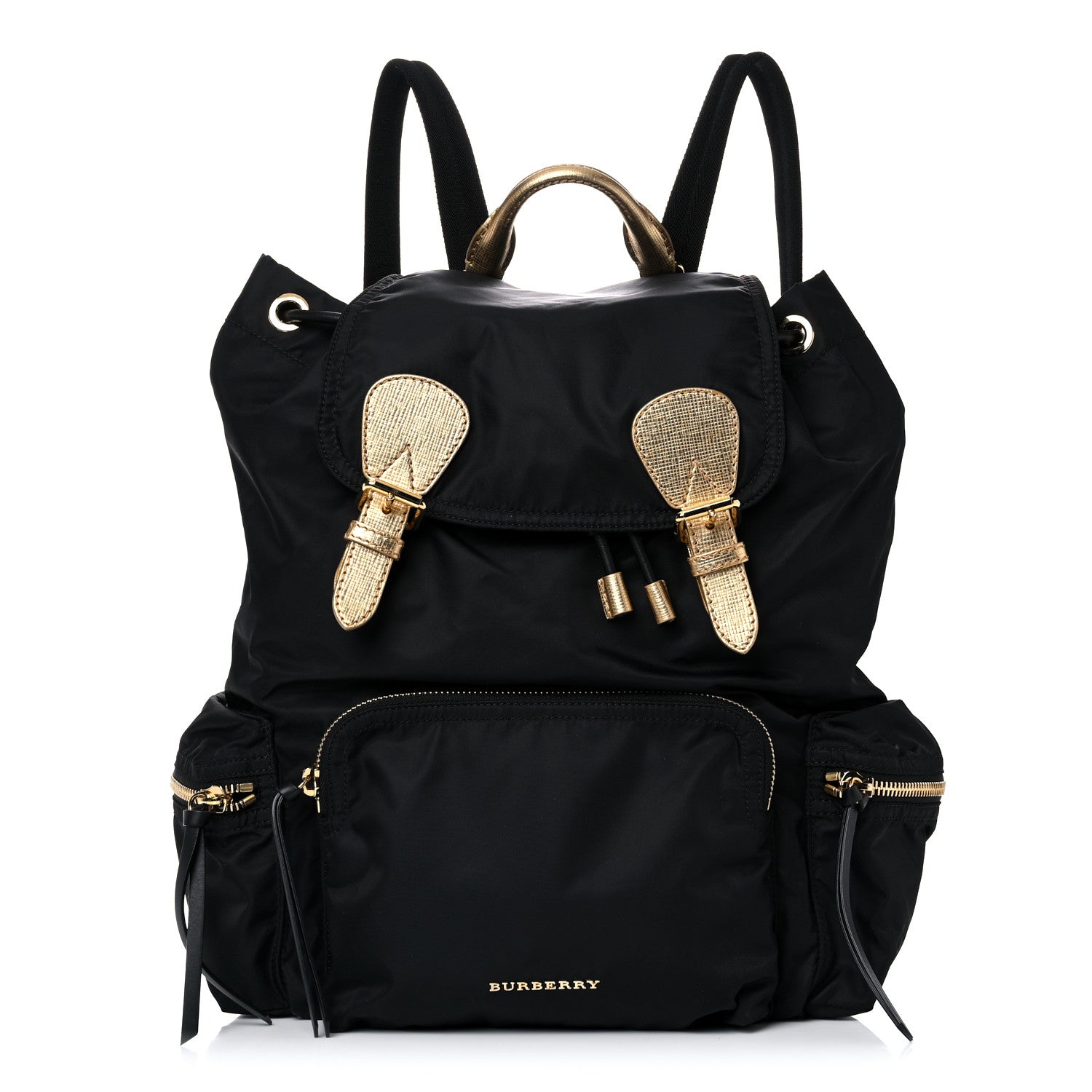 Burberry Nylon Large Rucksack Backpack Black Gold 1 of 13