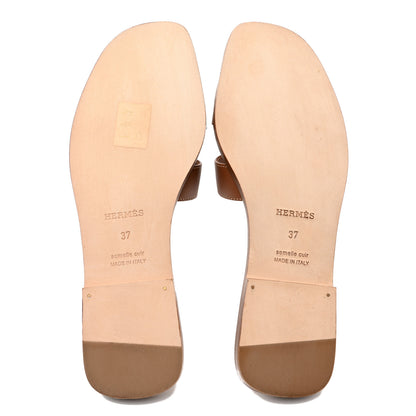 Hermes Box Calfskin Oran Sandals 37 Gold 5 of 11