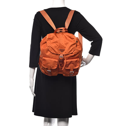 Prada Tessuto Nylon Saffiano Vela Backpack Papaya 2 of 10