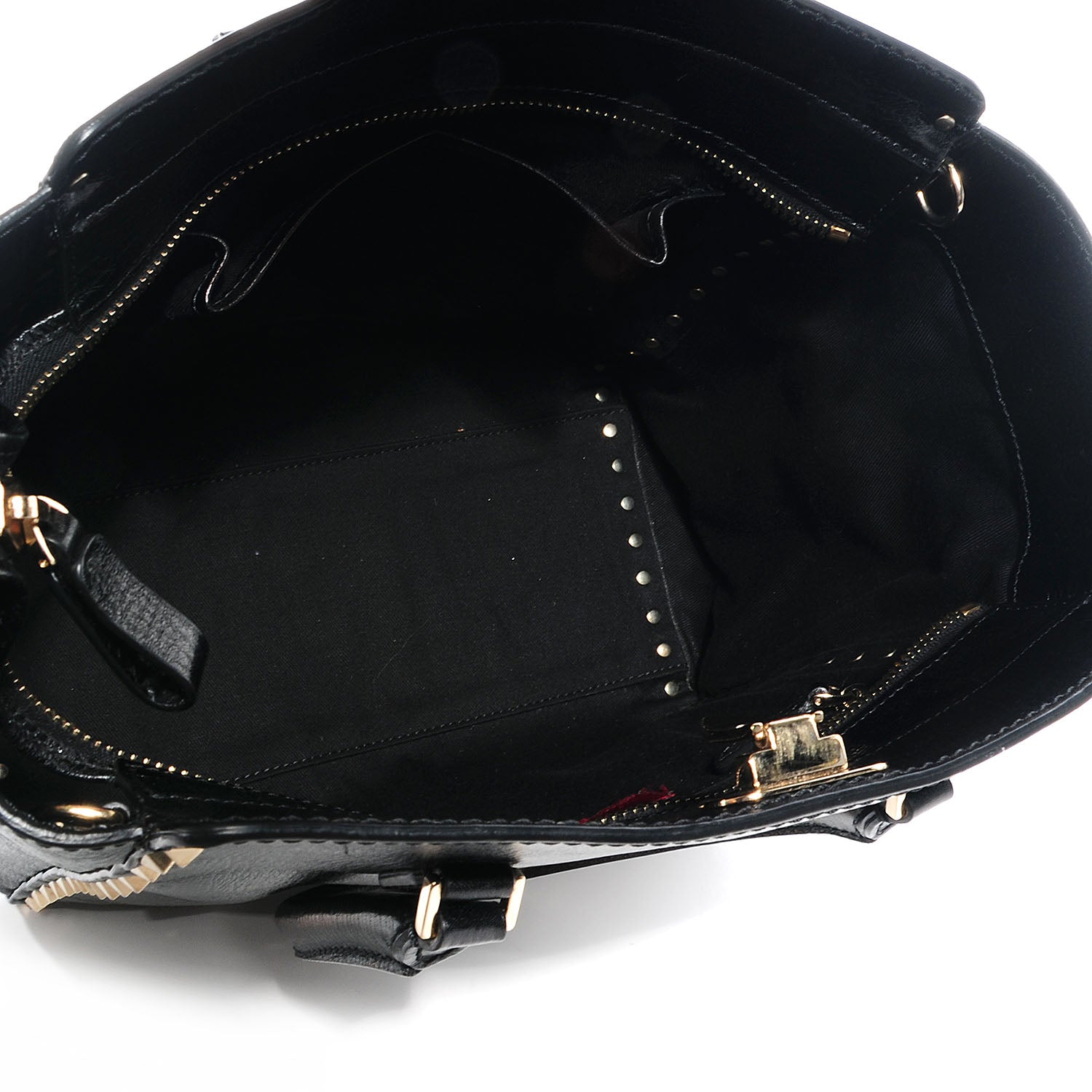 Valentino Garavani Textured Calfskin Rockstud Double Handle Tote Black 5 of 7