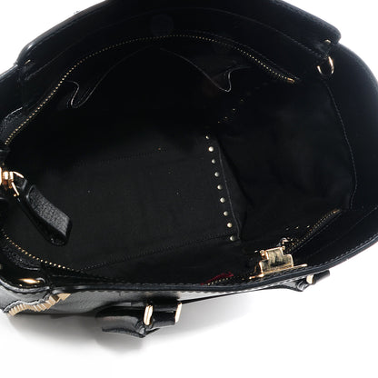 Valentino Garavani Textured Calfskin Rockstud Double Handle Tote Black 5 of 7