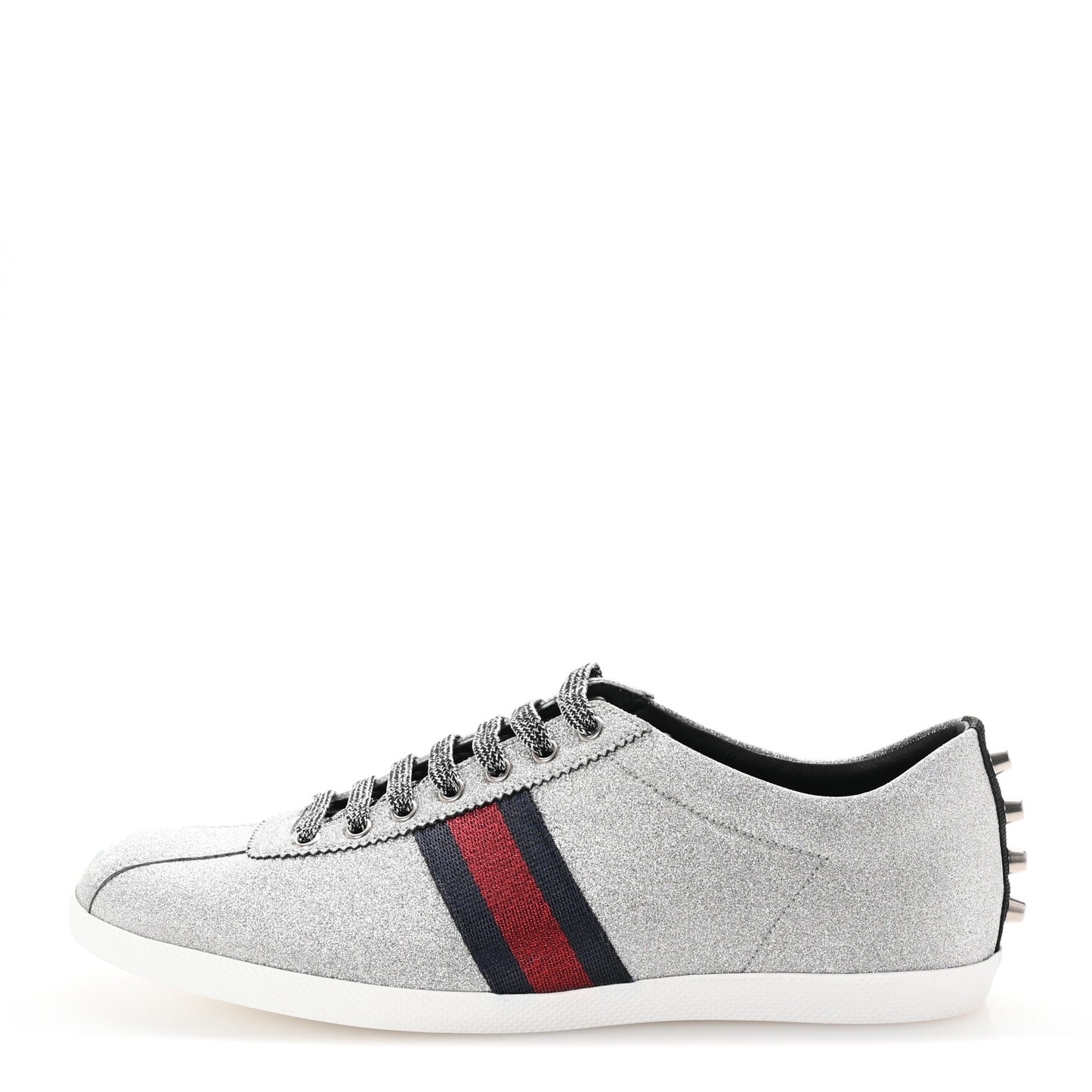 Glitter Fabric Studded Web Mens Sneakers 12 Silver